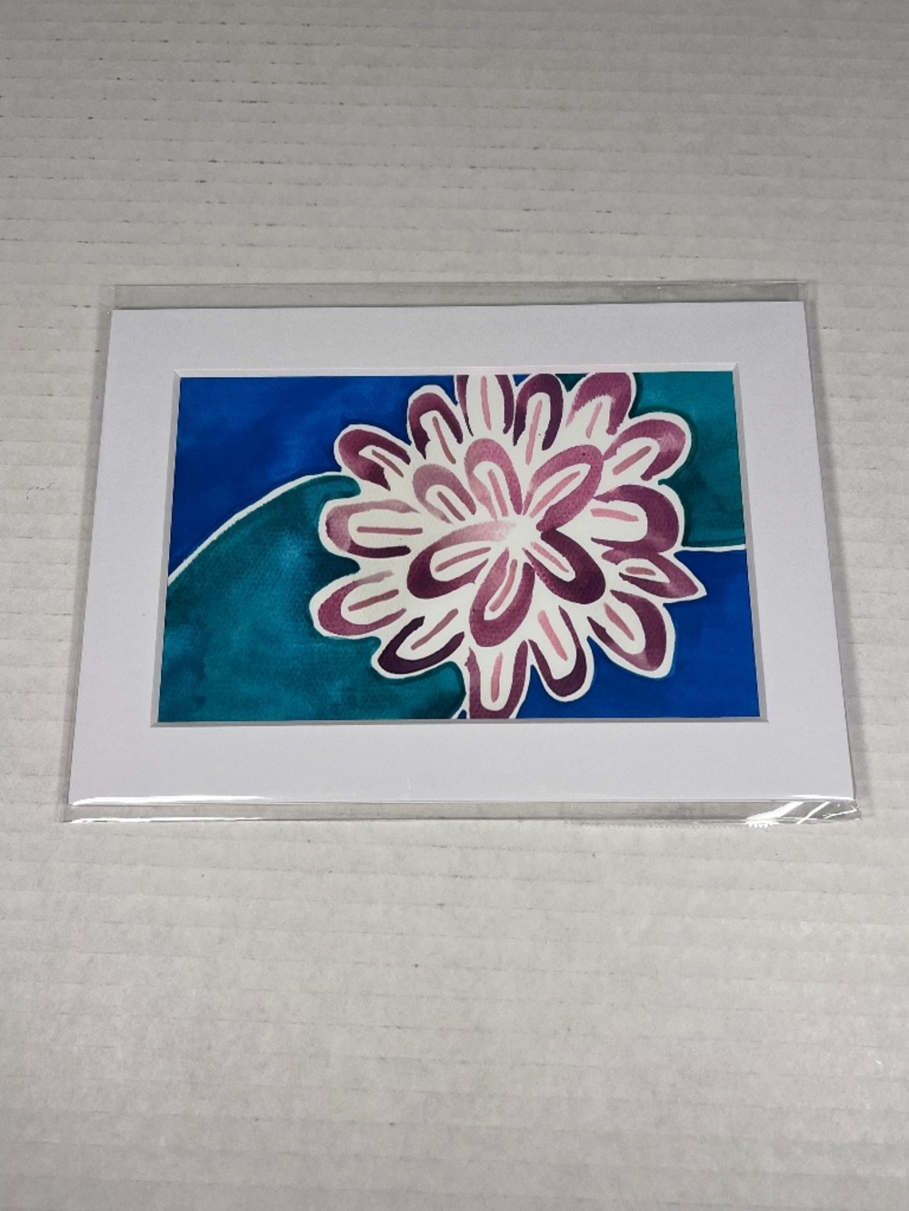 Purple Flower Watercolor Painting Art Print 4x6in Photo in 5x7in Mat